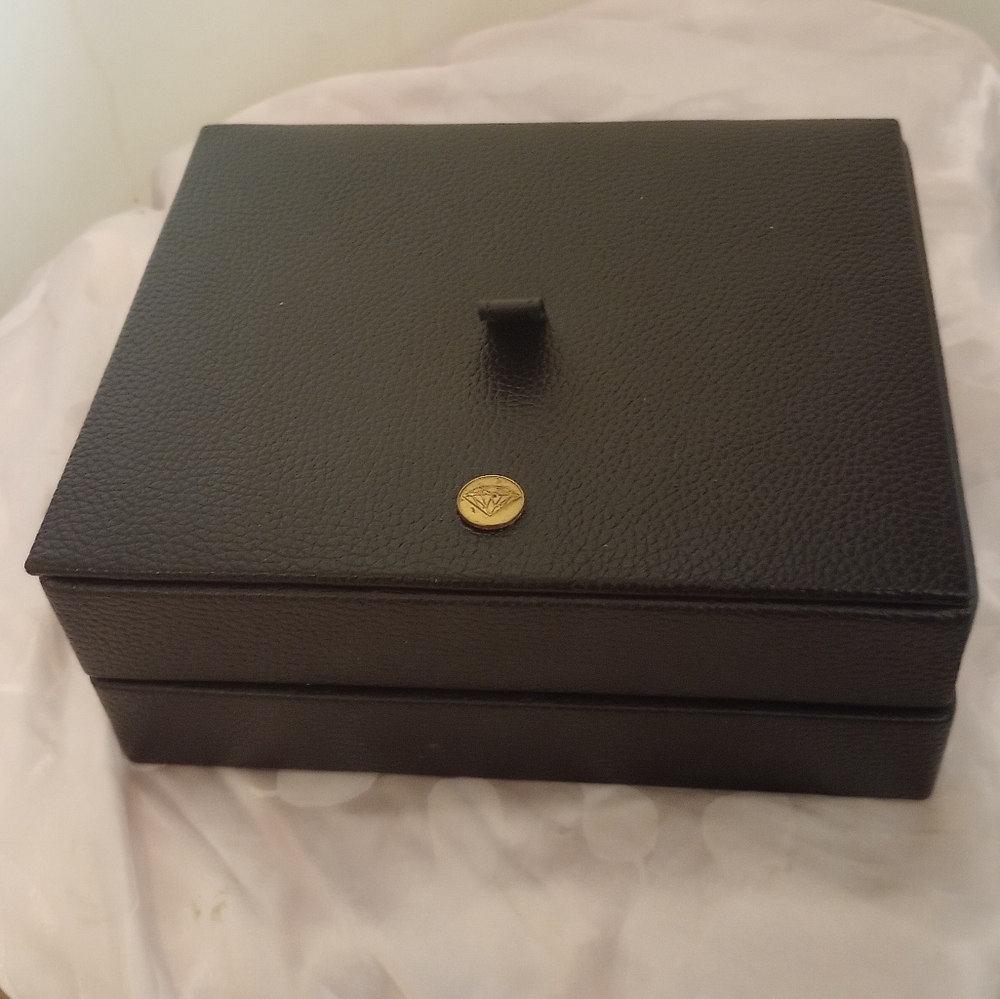 Dark Brown Stackable Jewelry Box (2 Trays + Top)
